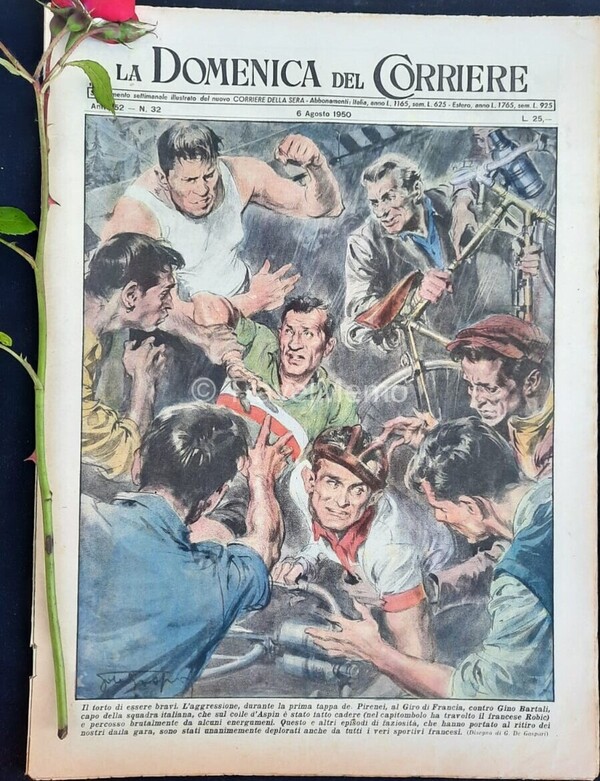 Copertina fronte Domenica del Corriere 6 Agosto 1950 – articoli su Aggressione Bartali,Pirenei,Leopoldo III