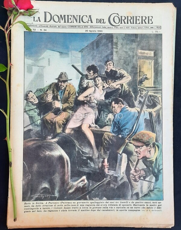 Copertina fronte Domenica del Corriere 20 Agosto 1950 – articoli su Garibaldi,Binda,Ciclismo,Mecca