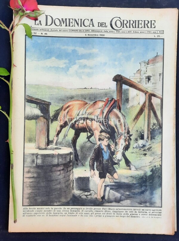 Copertina fronte Domenica del Corriere 5 Novembre 1950 – articoli su Himalaya,Cittadella,Uranio,Tasse