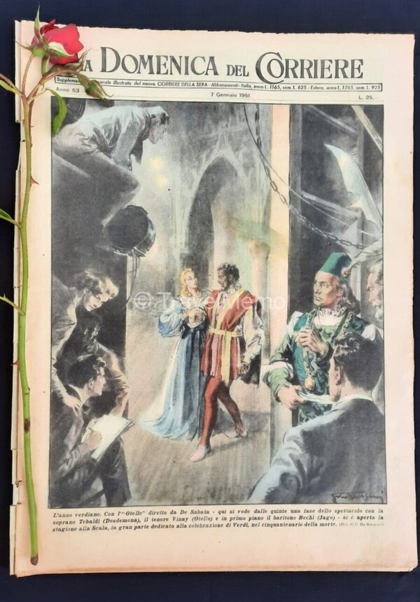 Copertina fronte Domenica del Corriere 7 Gennaio 1951 – articoli su Tomba,S.Pietro,Verdi