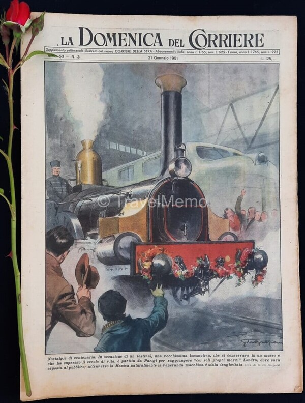 Copertina fronte Domenica del Corriere 21 Gennaio 1951 – articoli su Morte,Giuseppe,Verdi