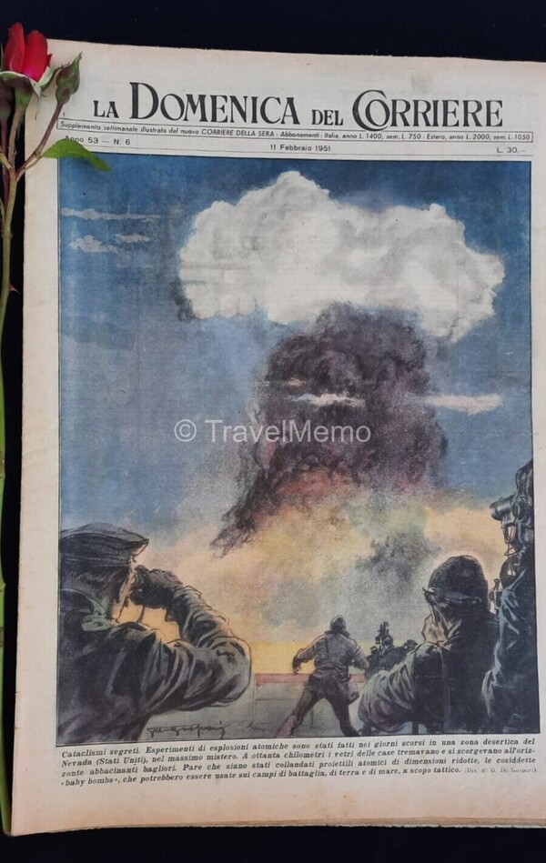 Copertina fronte Domenica del Corriere 11 Febbraio 1951 – articoli su Bomba,Atomica