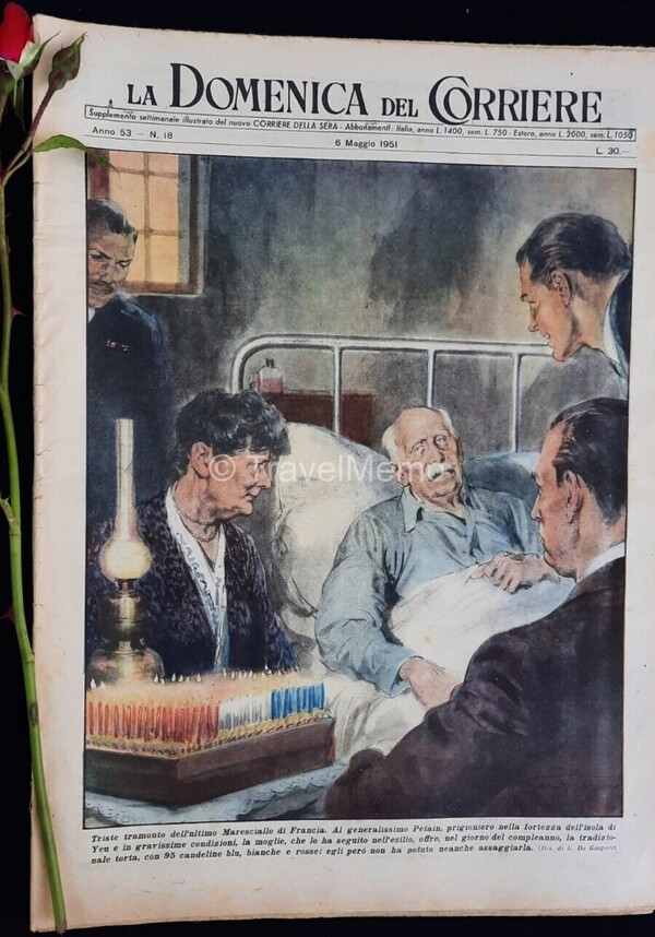 Copertina fronte Domenica del Corriere 6 Maggio 1951 – articoli su Generale Petain,Mac Arthur