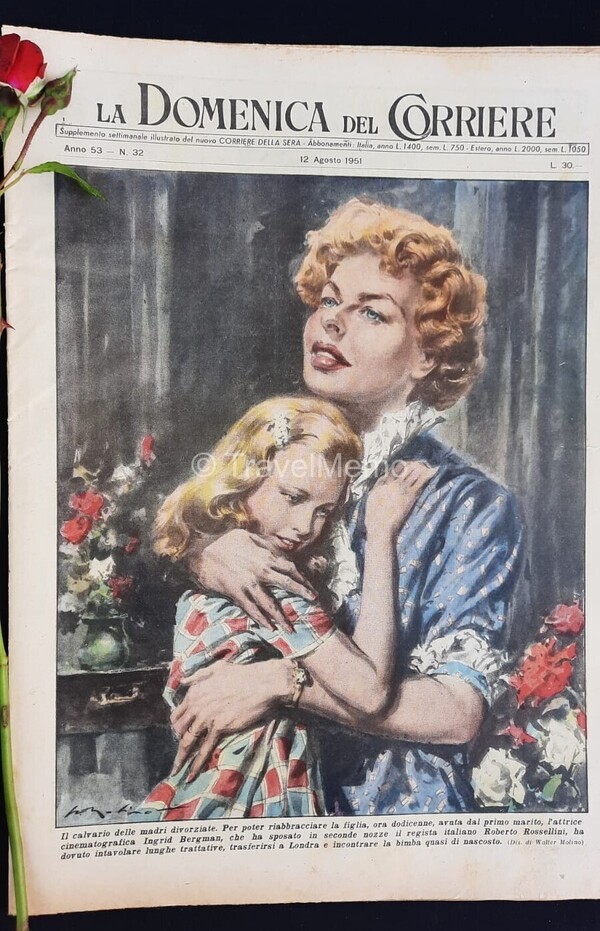 Copertina fronte Domenica del Corriere 12 Agosto 1951 – articoli su Ingrid Bergman,Piramide Cheope,N.Olson