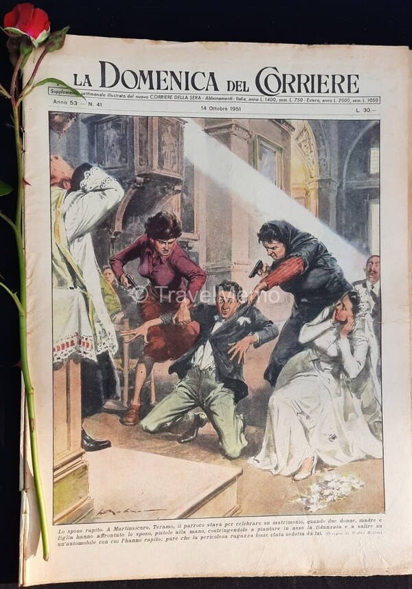 Copertina fronte Domenica del Corriere 14 Ottobre 1951 – articoli su Sommergibile Atomico, Sposo Rapito