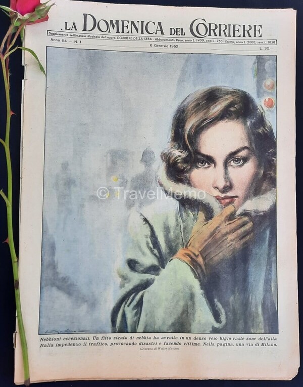 Copertina fronte Domenica del Corriere 6 Gennaio 1952 – articoli su Venezia del Settecento,Televisione