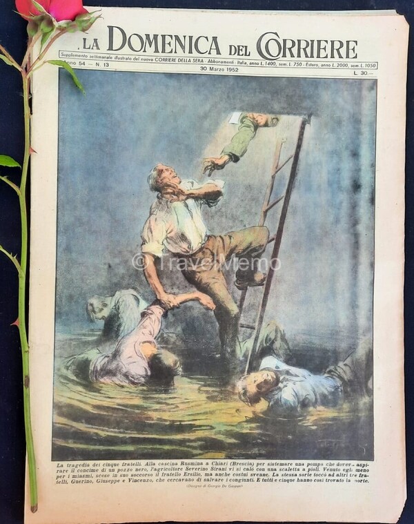 Copertina fronte Domenica del Corriere 30 Marzo 1952 – articoli su Loretto,Petrucci,Presidente USA