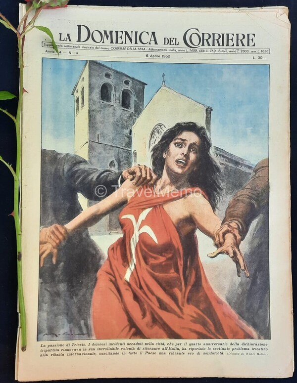 Copertina fronte Domenica del Corriere 6 Aprile 1952 – articoli su Catastrofe del Titanic,Gogol