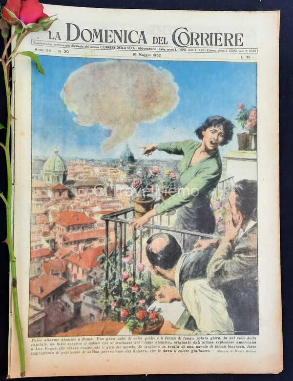 Copertina fronte Domenica del Corriere 18 Maggio 1952 – articoli su Leonardo da Vinci,D'Annunzio,Montessori