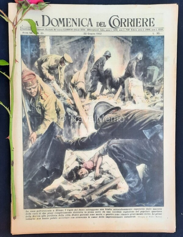 Copertina fronte Domenica del Corriere 22 Giugno 1952 – articoli su Ava Gardner,Frank Sinatra,Esercito,Frati
