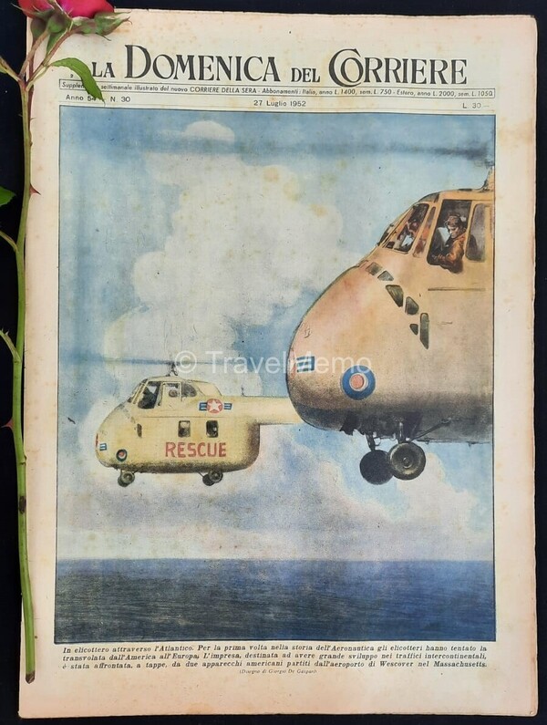 Copertina fronte Domenica del Corriere 27 Luglio 1952 – articoli su Marshall,Nautilus,Appendicite,Cicikov