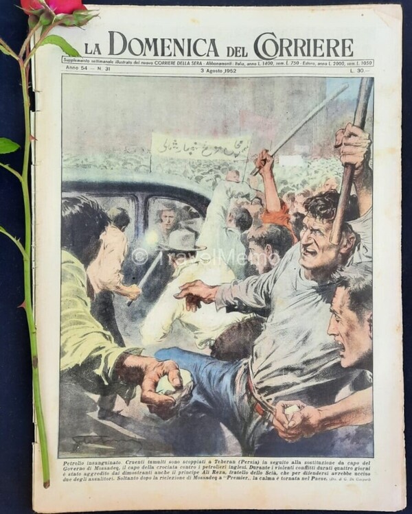 Copertina fronte Domenica del Corriere 3 Agosto 1952 – articoli su Pendolo Foucault,Evita Peron,Savonarola