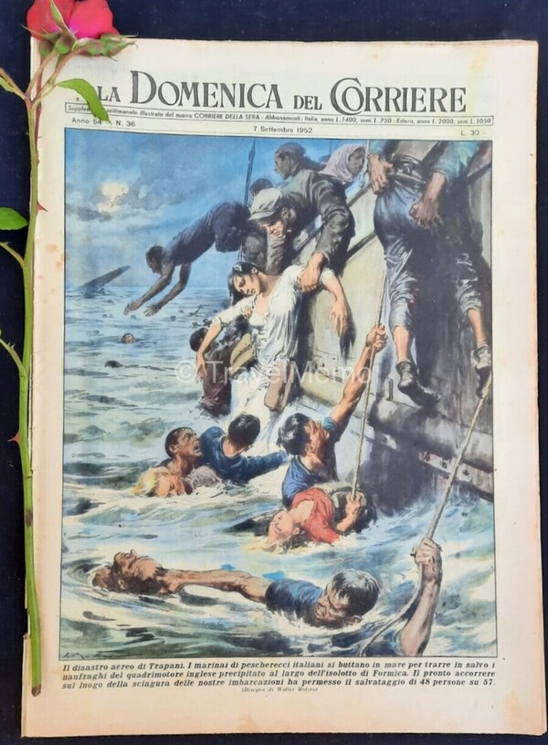 Copertina fronte Domenica del Corriere 7 Settembre 1952 – articoli su cronaca e cultura che raccontano l'Italia del Novecento