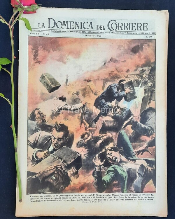 Copertina fronte Domenica del Corriere 26 Ottobre 1952 – articoli su Guglielmo Tell,Viaggio Luna
