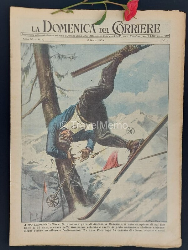 Copertina fronte Domenica del Corriere 8 Marzo 1953 – articoli su Morte Ilio Colli,Jenner,Vaccino Vaiolo,NY