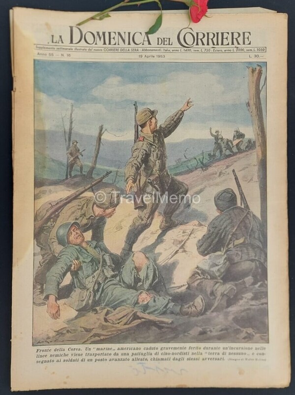 Copertina fronte Domenica del Corriere 19 Aprile 1953 – articoli su Battello volante,Farsalia,Tic Nervosi
