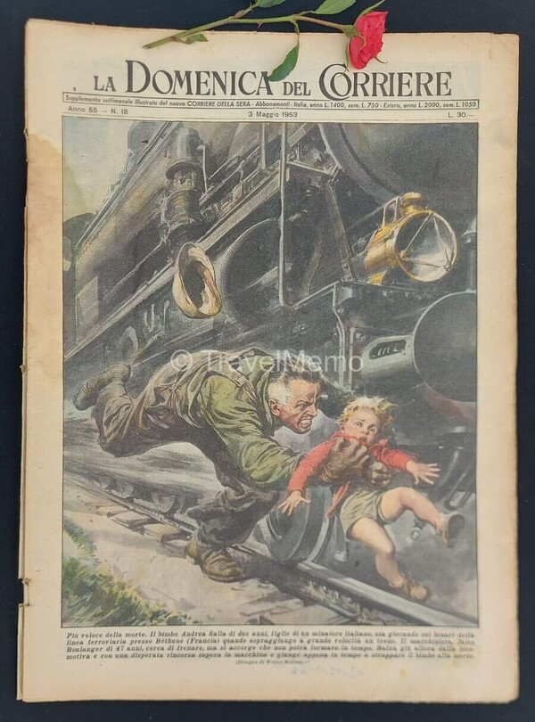 Copertina fronte Domenica del Corriere 3 Maggio 1953 – articoli su Pasteur,Errore Giudiziario corriere,Lione