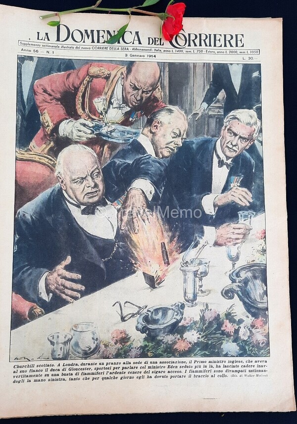 Copertina fronte Domenica del Corriere 3 Gennaio 1954 – articoli su Girardengo,Charcot,D'Annunzio