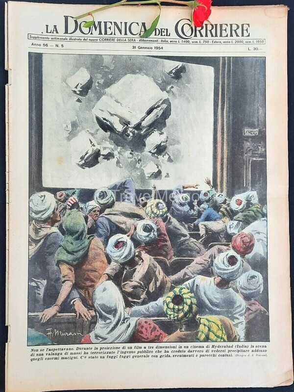 Copertina fronte Domenica del Corriere 31 Gennaio 1954 – articoli su Manzoni,Toscanini,Marilyn Monroe