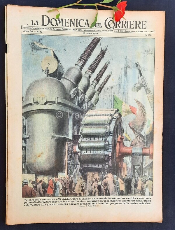 Copertina fronte Domenica del Corriere 25 aprile 1954 – articoli su Fiera,Milano,Rembrandt,Morosini