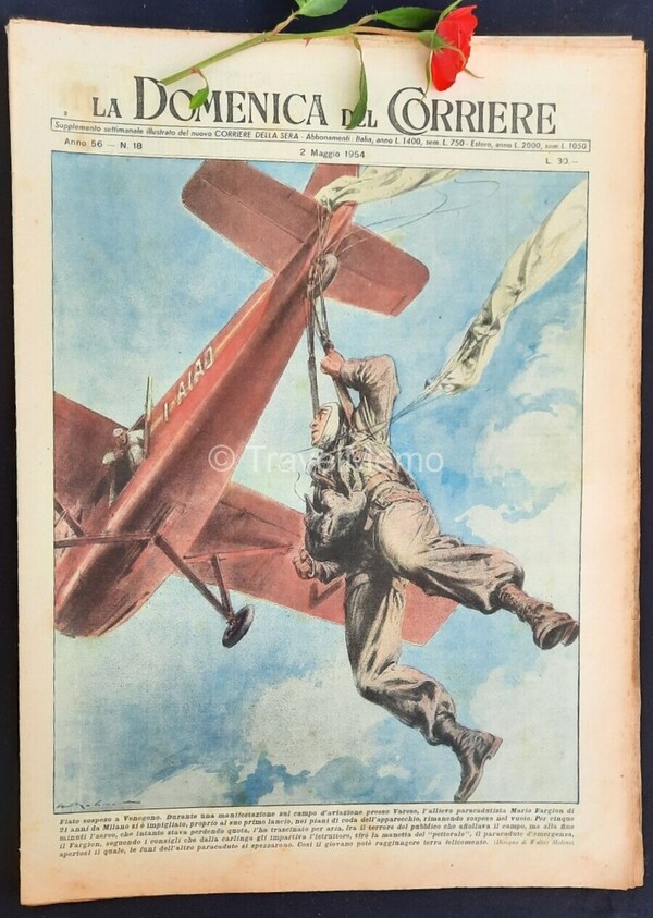 Copertina fronte Domenica del Corriere 2 maggio 1954 – articoli su Duse,Hayworth,Genova,Mille miglia
