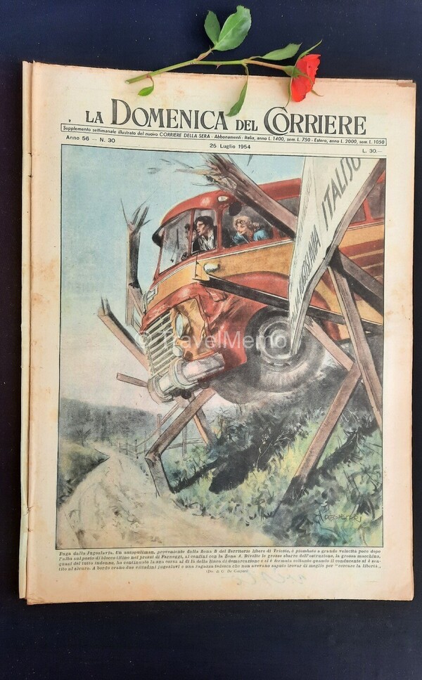 Copertina fronte Domenica del Corriere 25 luglio 1954 – articoli su Loch Ness,Transistor,Sigmund Freud