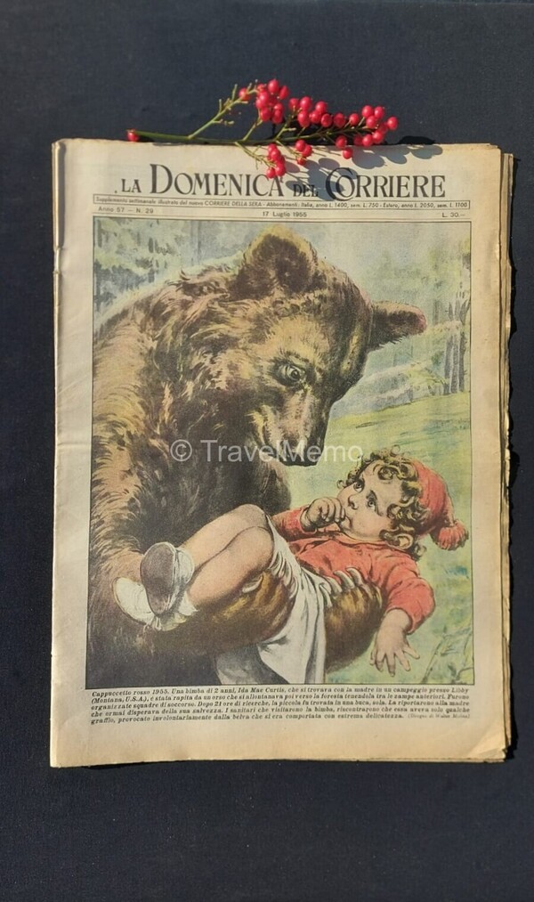 Copertina fronte Domenica del Corriere 17 luglio 1955 – articoli su cronaca e cultura che raccontano l'Italia del Novecento