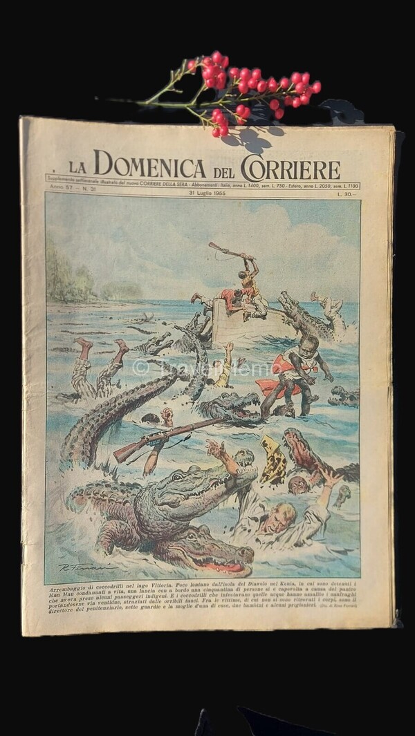 Copertina fronte Domenica del Corriere 31 luglio 1955 – articoli su Coccodrilli,Rivoluzione francese,Tennis