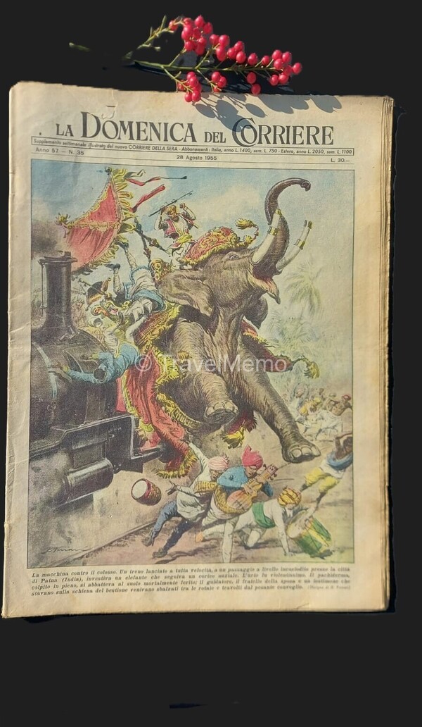 Copertina fronte Domenica del Corriere 28 agosto 1955 – articoli su cronaca e cultura che raccontano l'Italia del Novecento