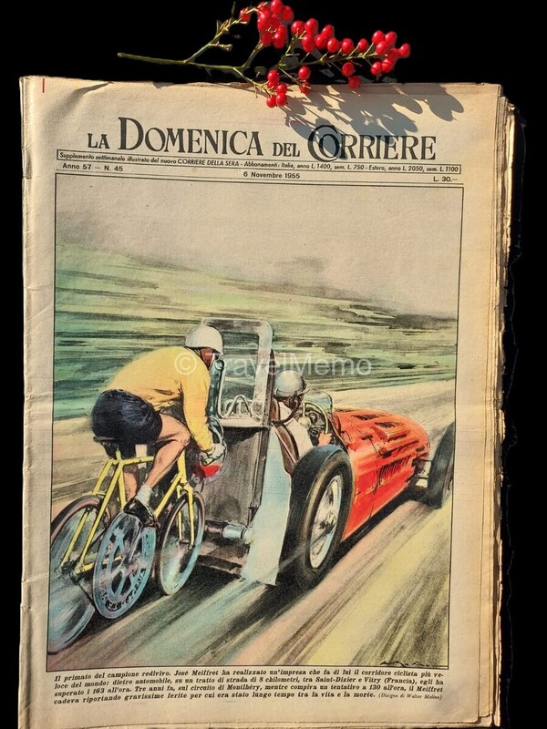 Copertina fronte Domenica del Corriere 6 novembre 1955 – articoli su Mascagni,Mussolini,Semiramide,Ghidoni