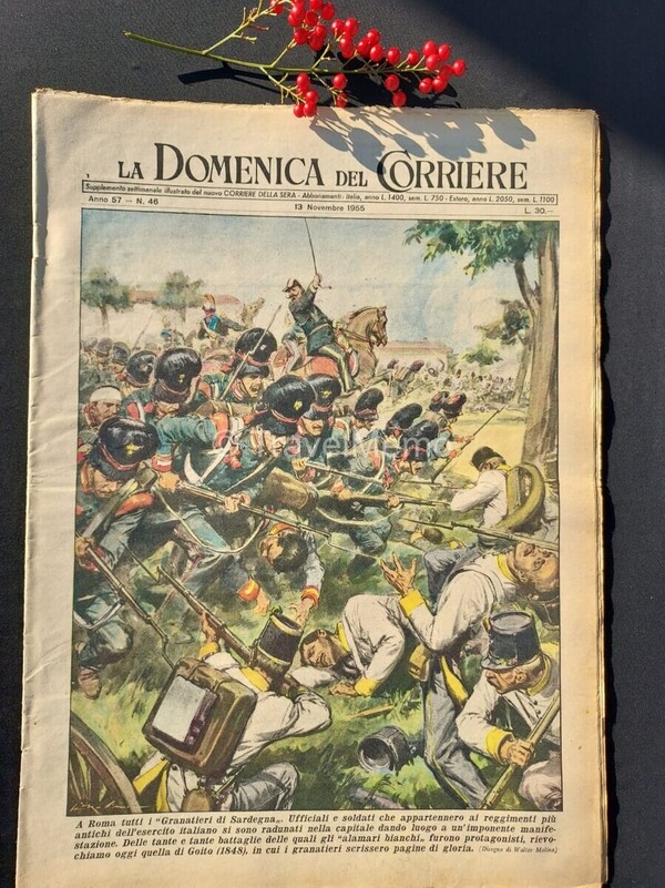 Copertina fronte Domenica del Corriere 13 novembre 1955 – articoli su Granatieri Sardegna,Mayerling,Margaret