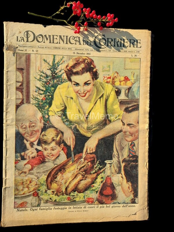 Copertina fronte Domenica del Corriere 25 dicembre 1955 – articoli su cronaca e cultura che raccontano l'Italia del Novecento