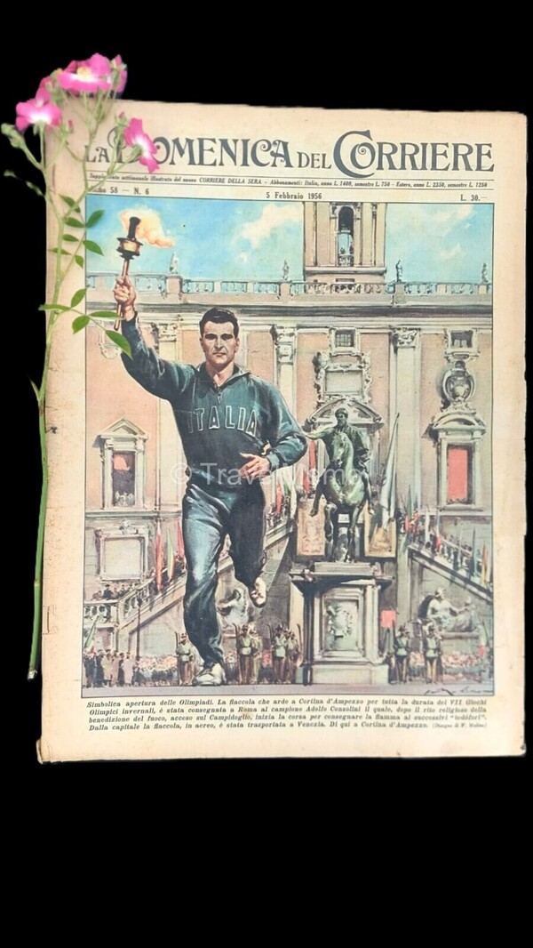 Copertina fronte Domenica del Corriere 5 febbraio 1956 – articoli su Olimpiadi Cortina,Adolfo,Consolini