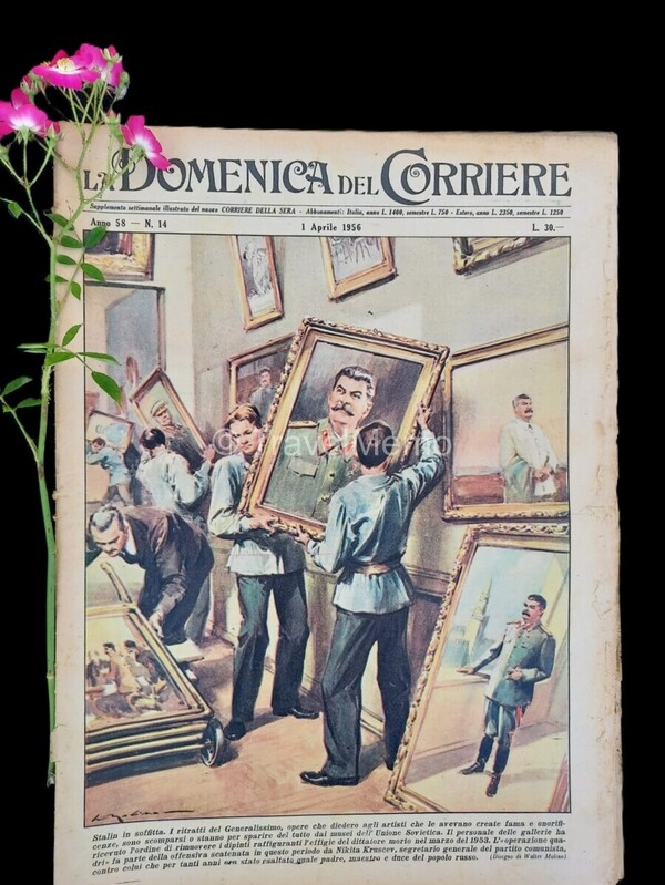Copertina fronte Domenica del Corriere 1 aprile 1956 – articoli su Stalin,Pontoglio,Magnani