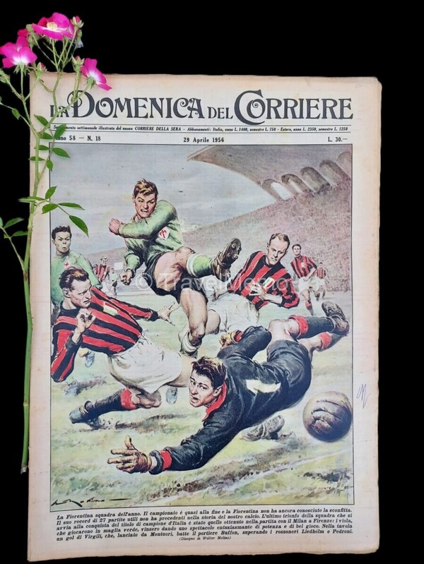 Copertina fronte Domenica del Corriere 29 aprile 1956 – articoli su Fiorentina,Mille,Miglia,Monaco
