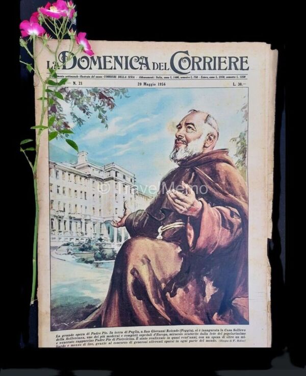 Copertina fronte Domenica del Corriere 20 maggio 1956 – articoli su Padre Pio,Dors,Leucemia,Giro d'Italia