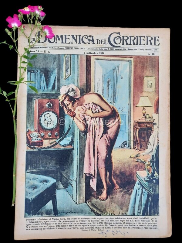 Copertina fronte Domenica del Corriere 9 settembre 1956 – articoli su Marilyn,Ascari,Campari,Minot,Valentino