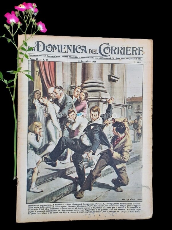 Copertina fronte Domenica del Corriere 16 settembre 1956 – articoli su Lago,Lario,Marilyn Monroe,Oates