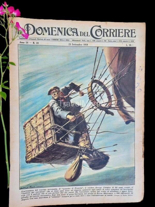 Copertina fronte Domenica del Corriere 23 settembre 1956 – articoli su Stirling,Moss,Marte,Rasputin