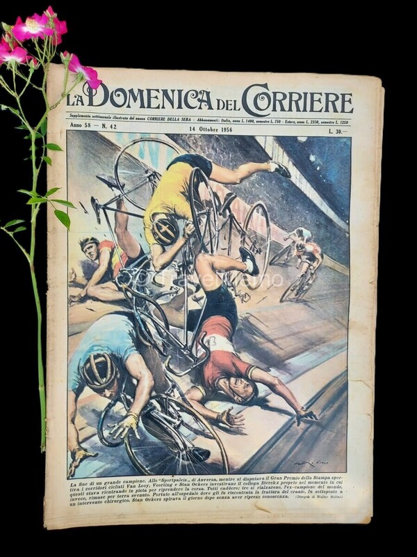 Copertina fronte Domenica del Corriere 14 ottobre 1956 – articoli su Ockers,Pasquariello,Calbi,Ghinazzi