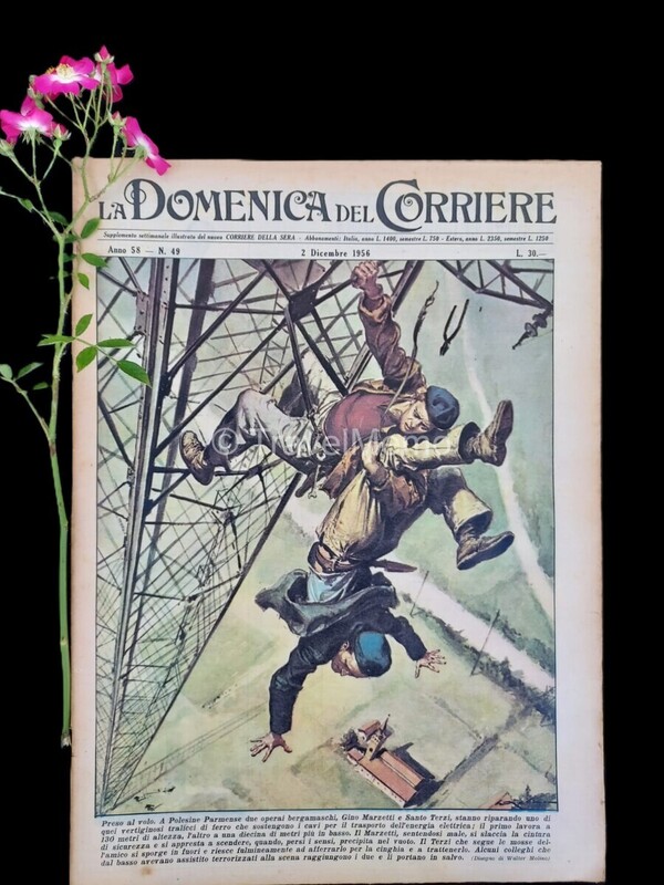 Copertina fronte Domenica del Corriere 2 dicembre 1956 – articoli su D'Annunzio,Olimpiadi,Ghiglione,Lebon